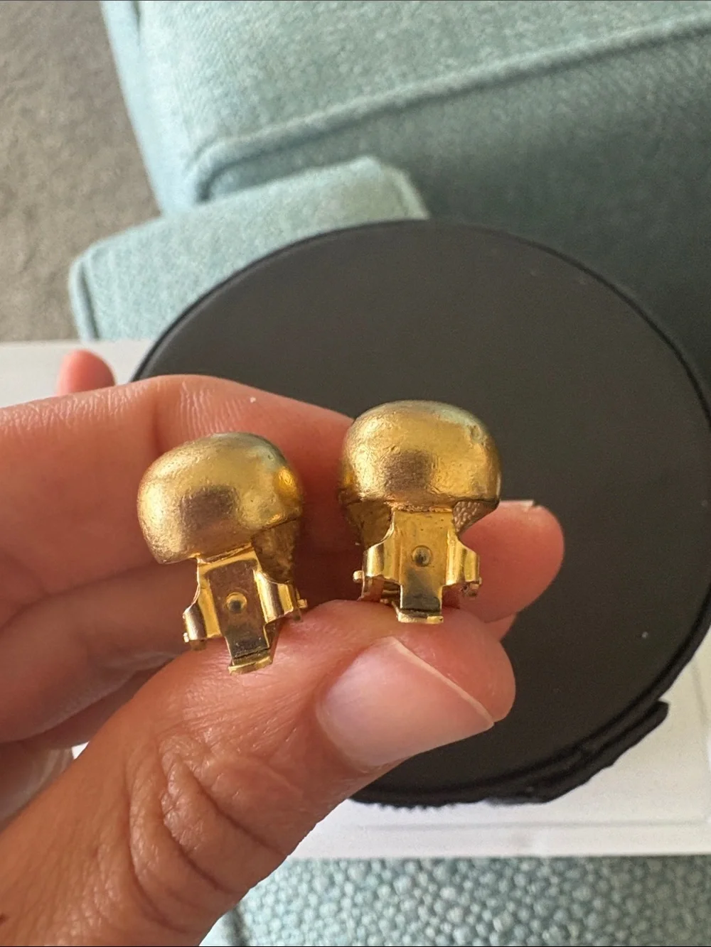 Vintage Gold Tone Teardrop Clip On Earrings Classic Minimalist runway